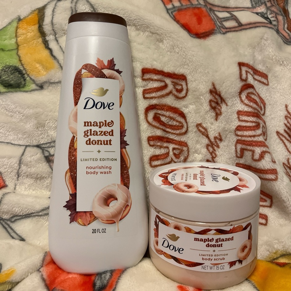 Dove Maple Glazed Donut Body Wash and Body Scrub